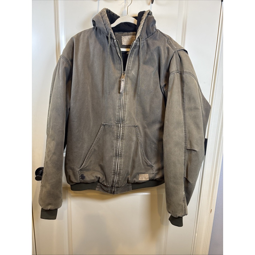 CE Schmidt Workwear Olive Canvas Jacket Size 2XLT Tall Full Zip Heavy Duty Coat